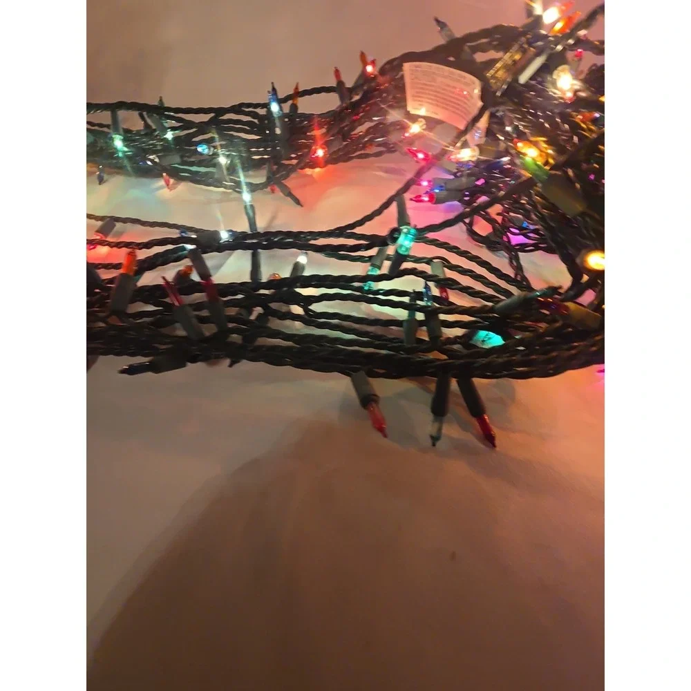 2 Strands Of Multicolor  Christmas Lights Only 1 Works Green Wire 100' Total